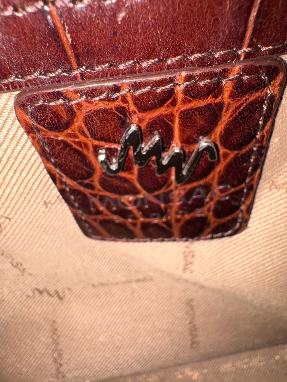 Monsac Brown Croc-Embossed Leather Tote Bag - Picture 12 of 13